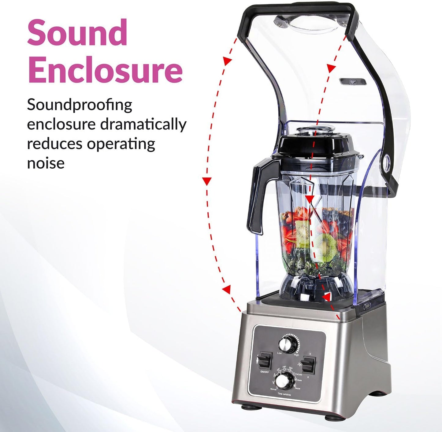 KELOO 2.5L Commercial Blender Powerful Professional Bar Blender with Sound Enclosure Heavy Duty for Smoothies, Milkshakes and Cocktails 2200W