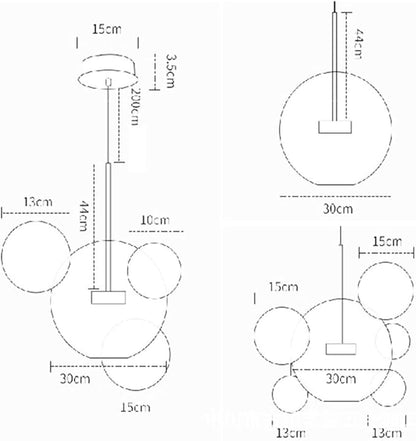 Bubble lamp, Post-Modern Nordic Molecular Glass Chandelier, lamp, Restaurant Clothing Store Glass Chandelier