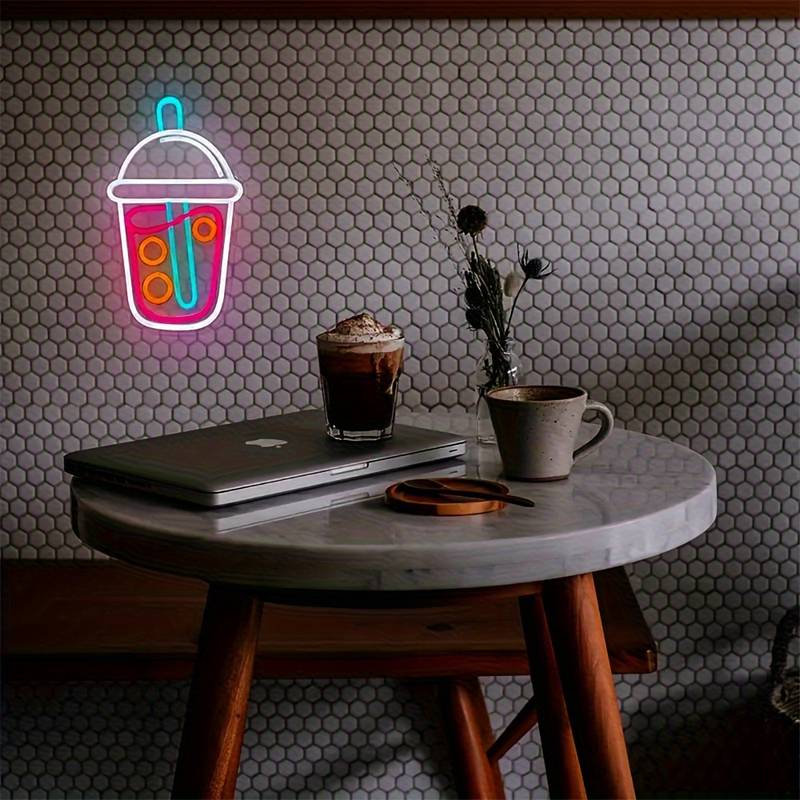 Chic Boba Tea Led Neon Sign - Usb Powered, Dimmable Milk Tea Wall Decor (32cm*20.7cm)