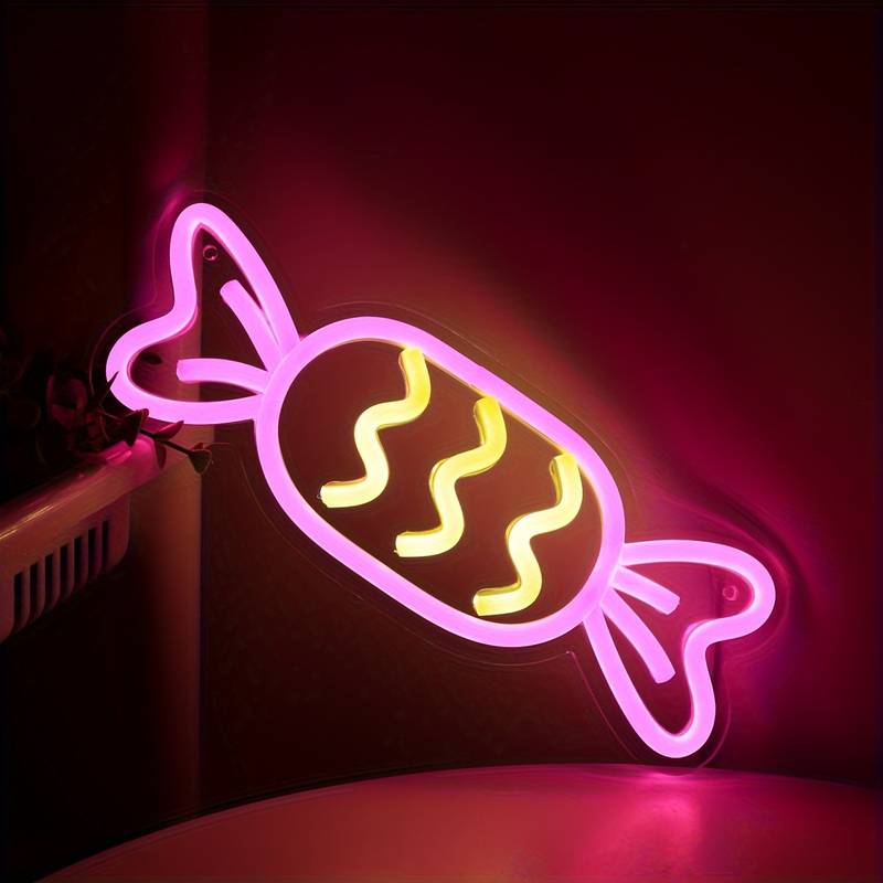 Pink And Yellow Candy Symbol LED Wall Neon Sign Light