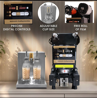 Automatic Cup Sealing Machine & Bubble Tea Shaker Double Frame 500-650 Cups/H