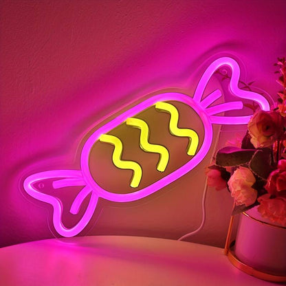 Pink And Yellow Candy Symbol LED Wall Neon Sign Light