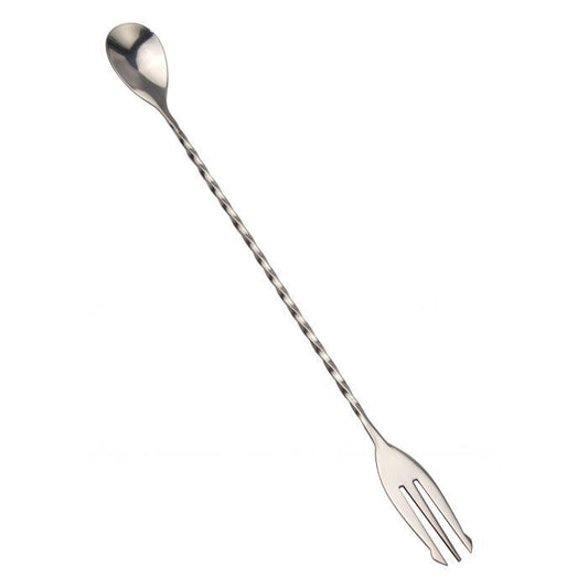 Cocktail Mixing Spoon with Fork – 28 cm Stainless Steel